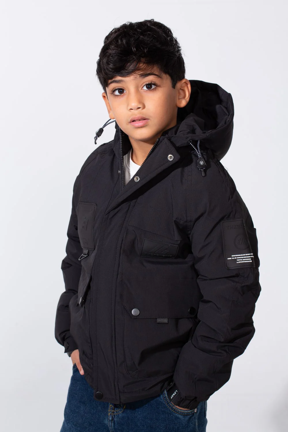 Boy's Front Pockets Waterproof Full-Zip Hooded Jacket - Image 4