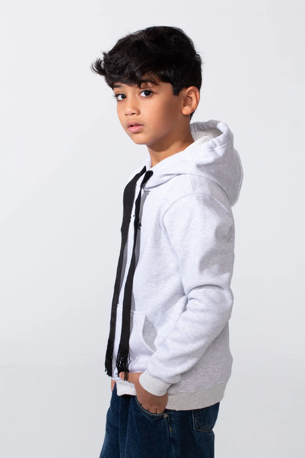 Boy's Front Text Print Slim Fit Hood Sweatshirt With Kangaroo Pocket - Image 12