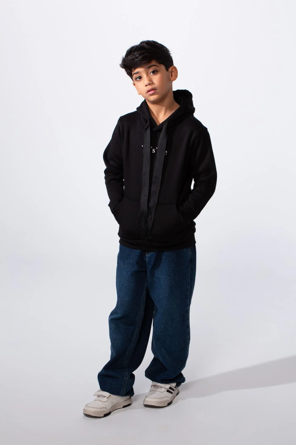 Boy's Front Text Print Slim Fit Hood Sweatshirt With Kangaroo Pocket - Image 4