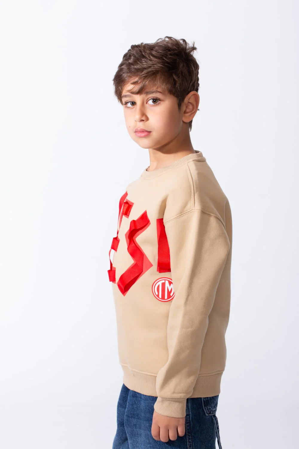 Boy's Front Yes Print Oversize Crew Neck Sweatshirt - Image 4