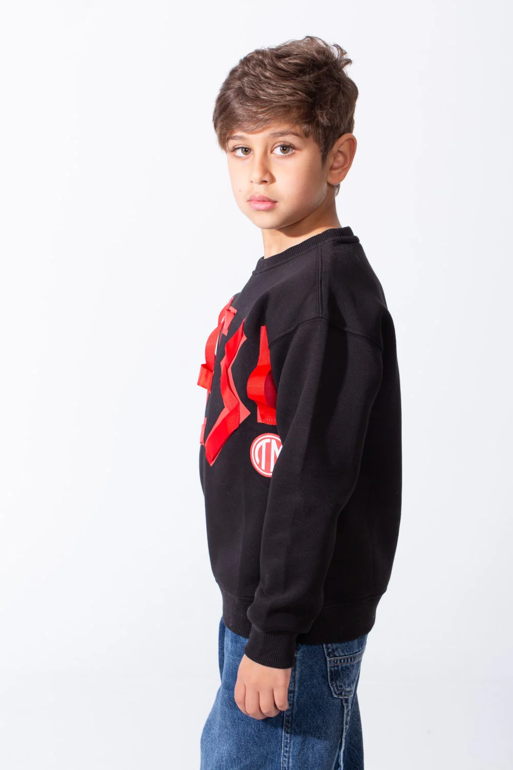 Boy's Front Yes Print Oversize Crew Neck Sweatshirt - Image 8