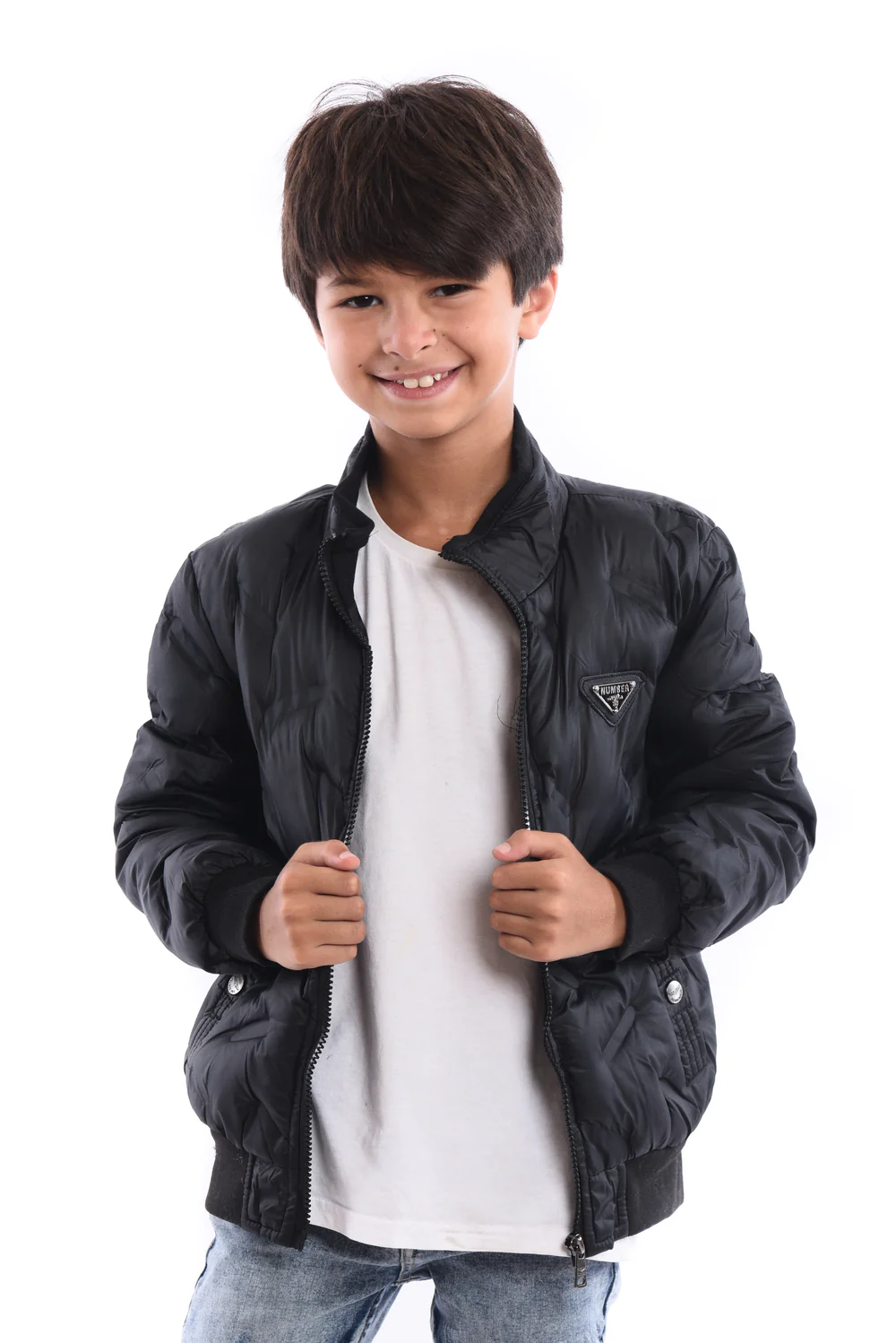 Boy's Full Zipper Casual Padded Waterproof Jacket With Side Pocket