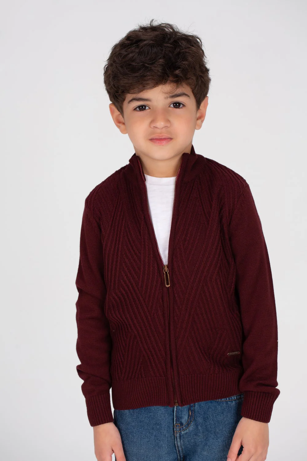 Boy's Full Zipper Padded Basic Wool Pullover With Unique Style - Image 9