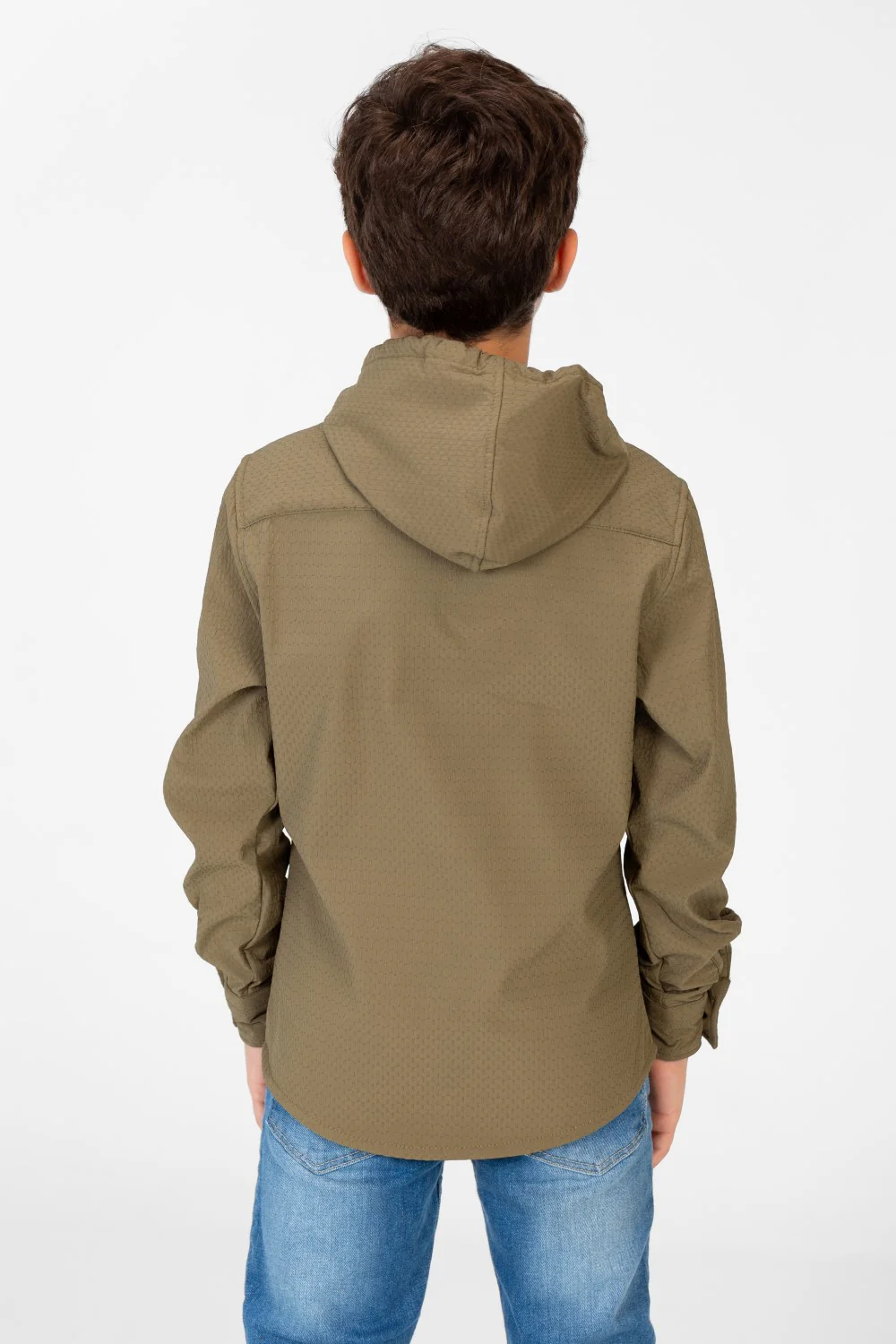 Boy's Fur Padded Hood Shirt With Full Front Zip - Image 10