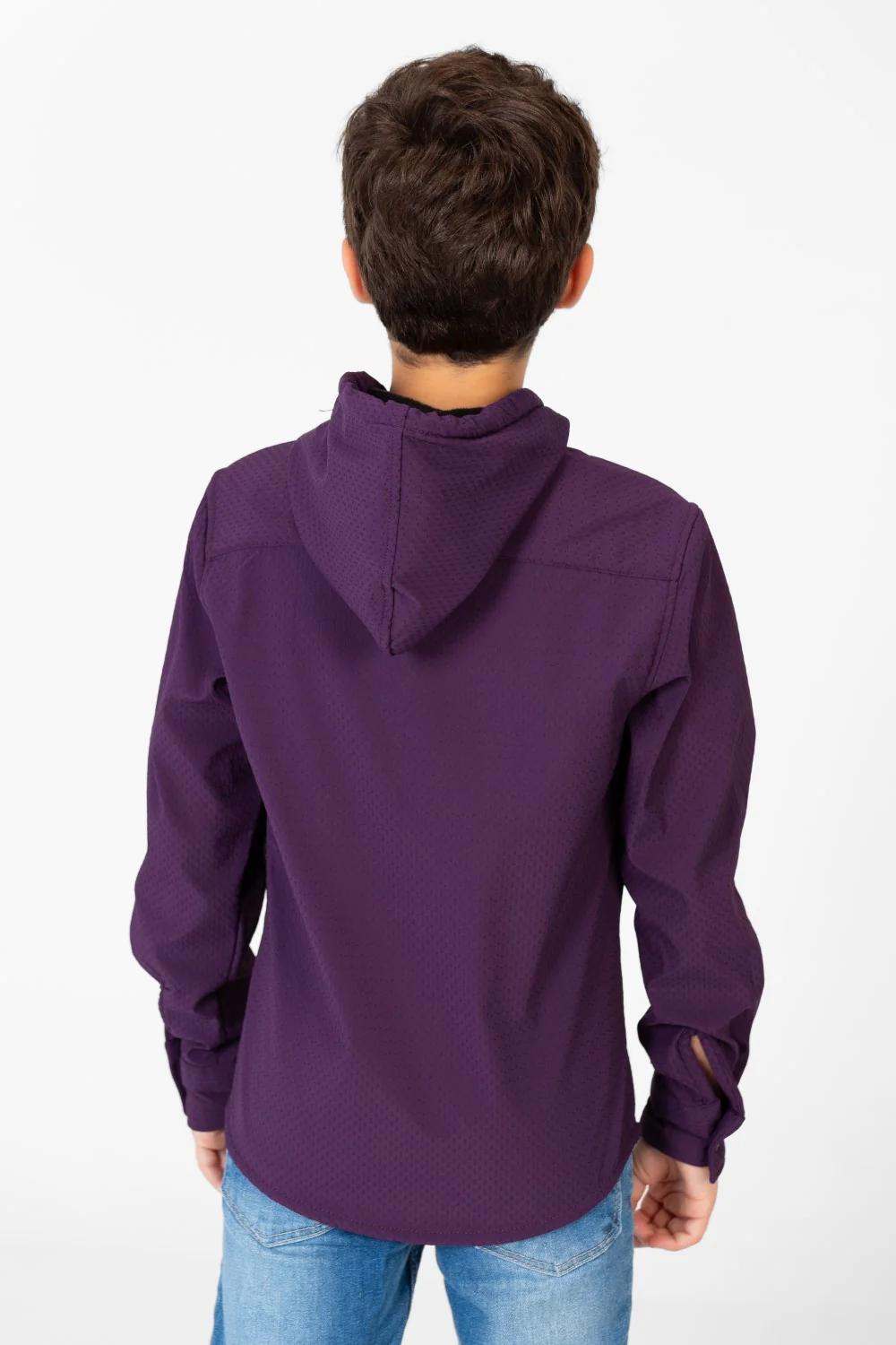 Boy's Fur Padded Hood Shirt With Full Front Zip - Image 14