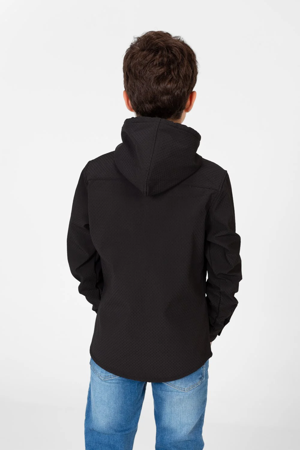Boy's Fur Padded Hood Shirt With Full Front Zip - Image 2