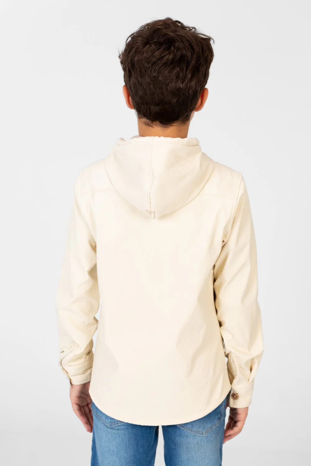 Boy's Fur Padded Hood Shirt With Full Front Zip - Image 6