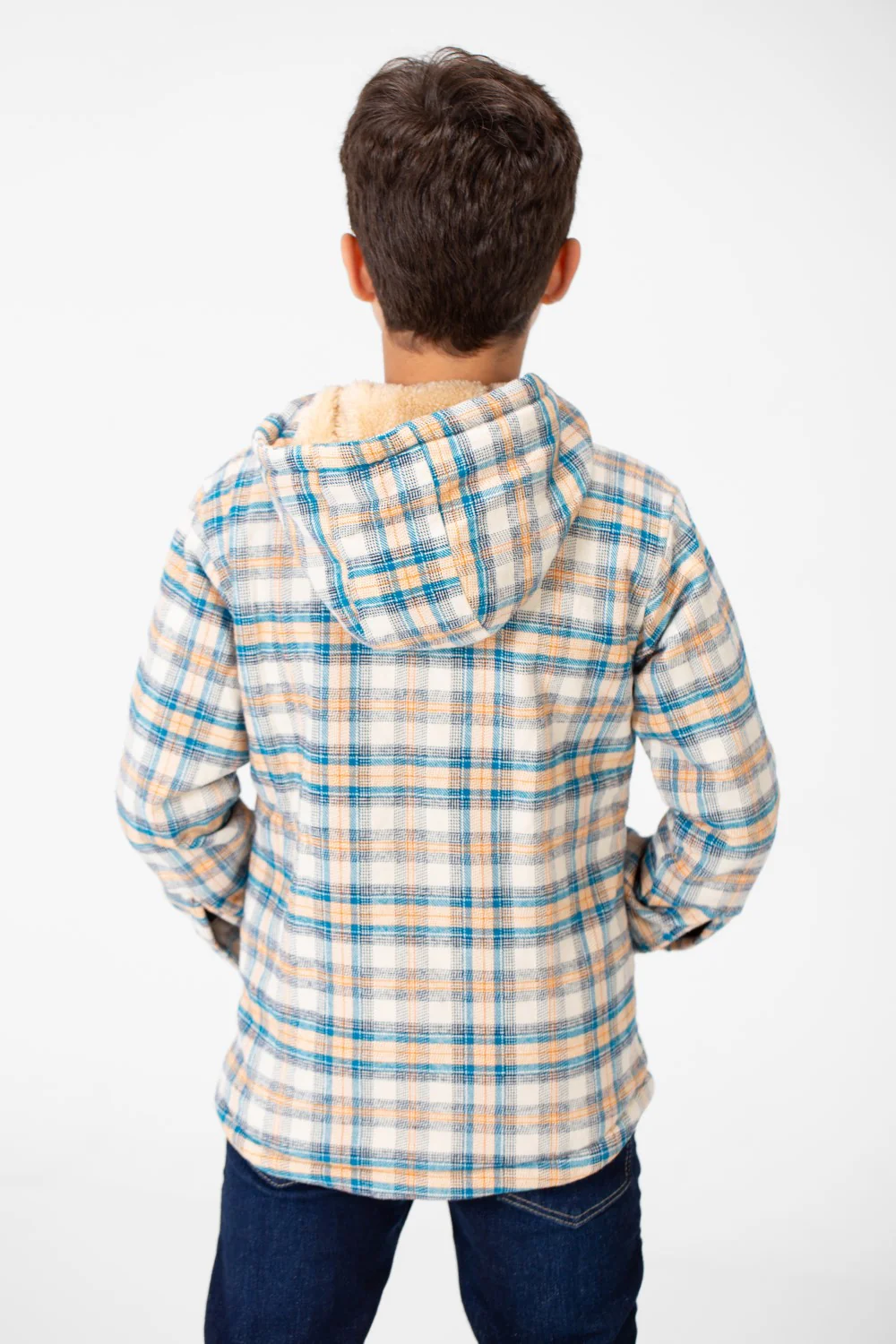 Boy's Fur Padded Hood Shirt With Full Zip - Image 10