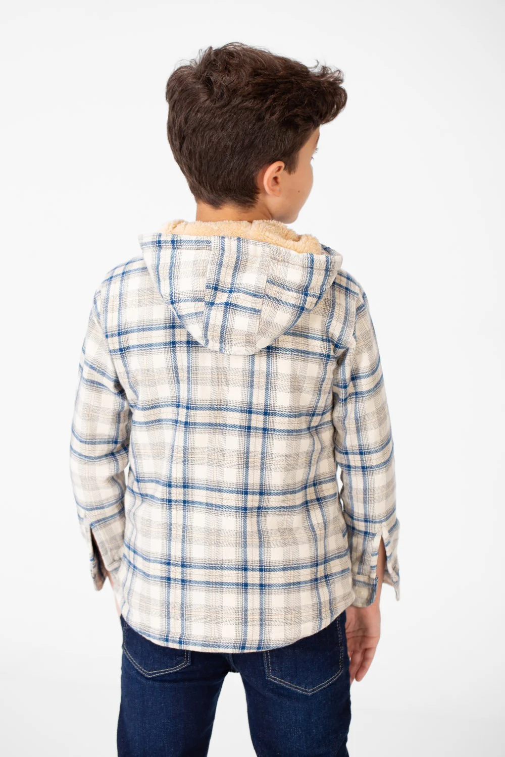 Boy's Fur Padded Hood Shirt With Full Zip - Image 14
