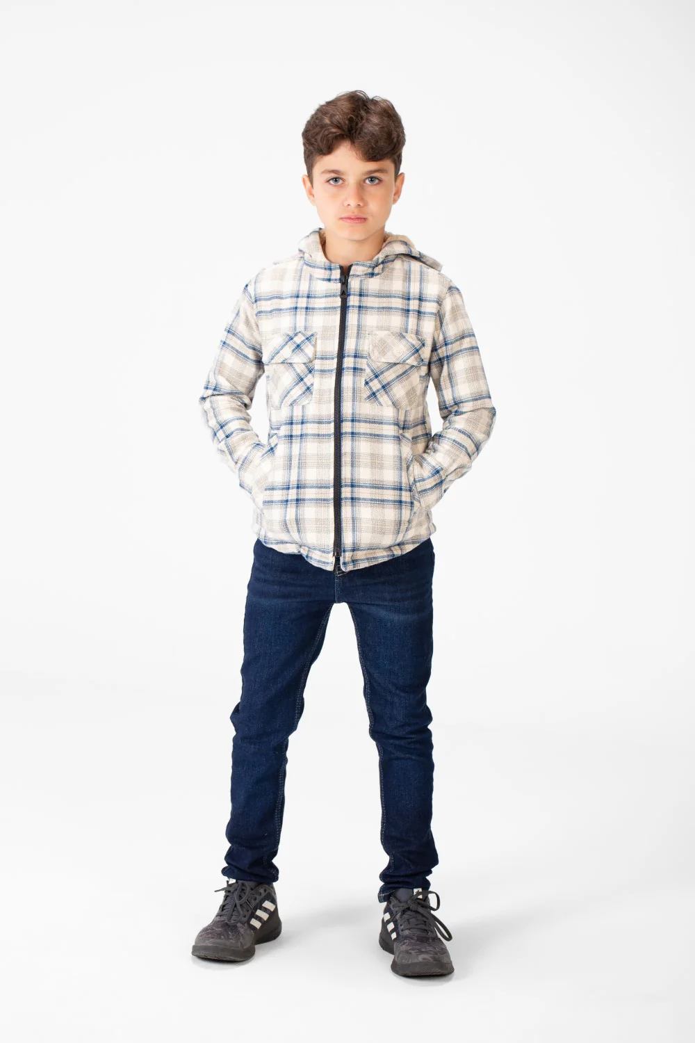 Boy's Fur Padded Hood Shirt With Full Zip - Image 16