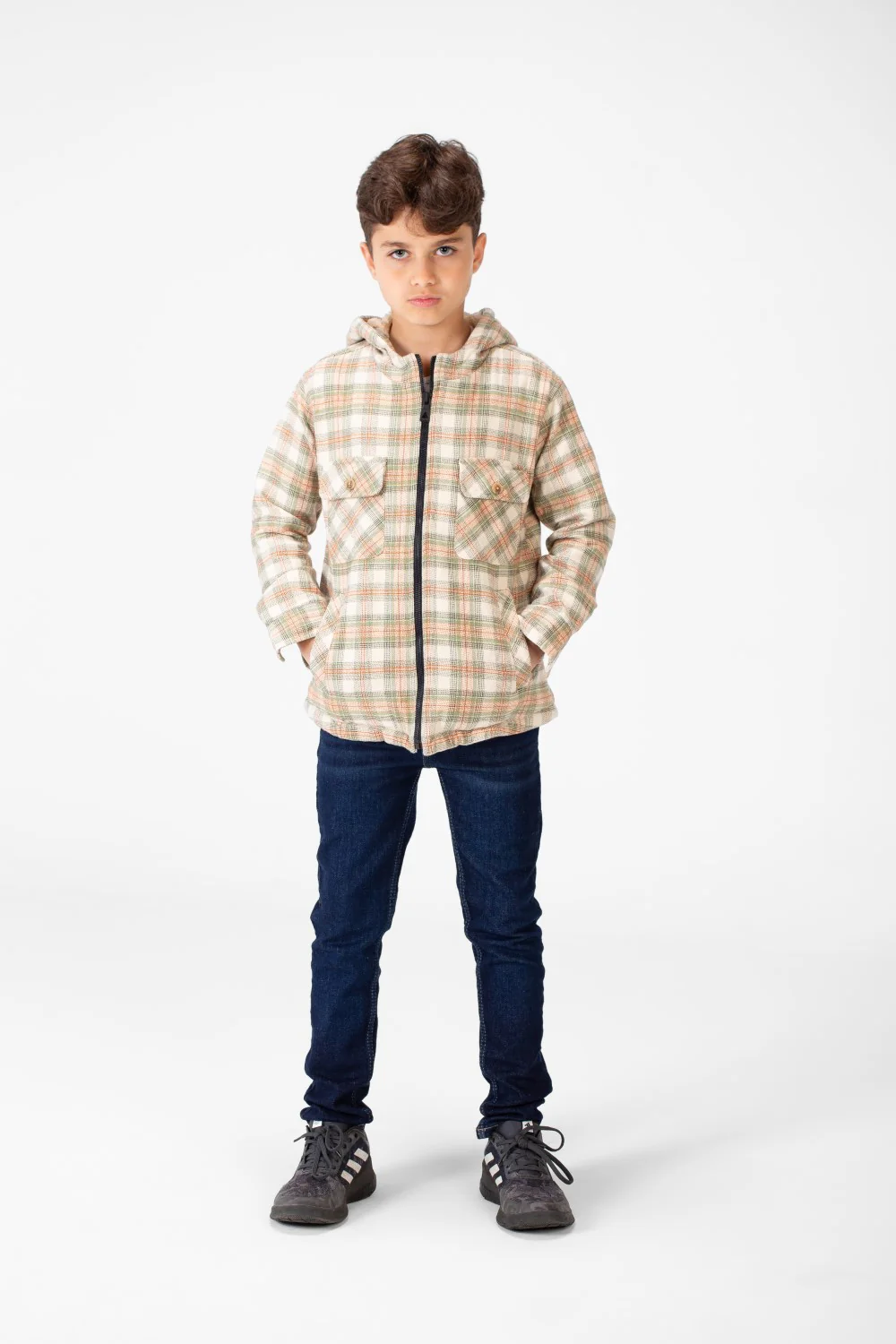 Boy's Fur Padded Hood Shirt With Full Zip - Image 4