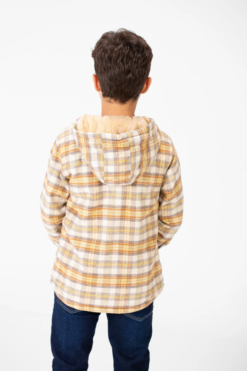 Boy's Fur Padded Hood Shirt With Full Zip - Image 6