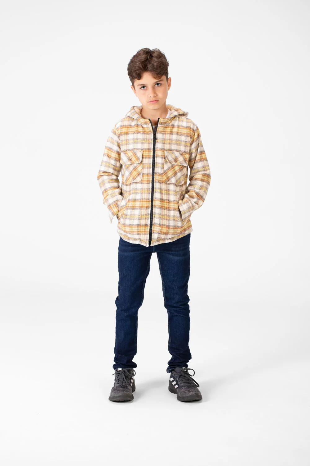 Boy's Fur Padded Hood Shirt With Full Zip - Image 8