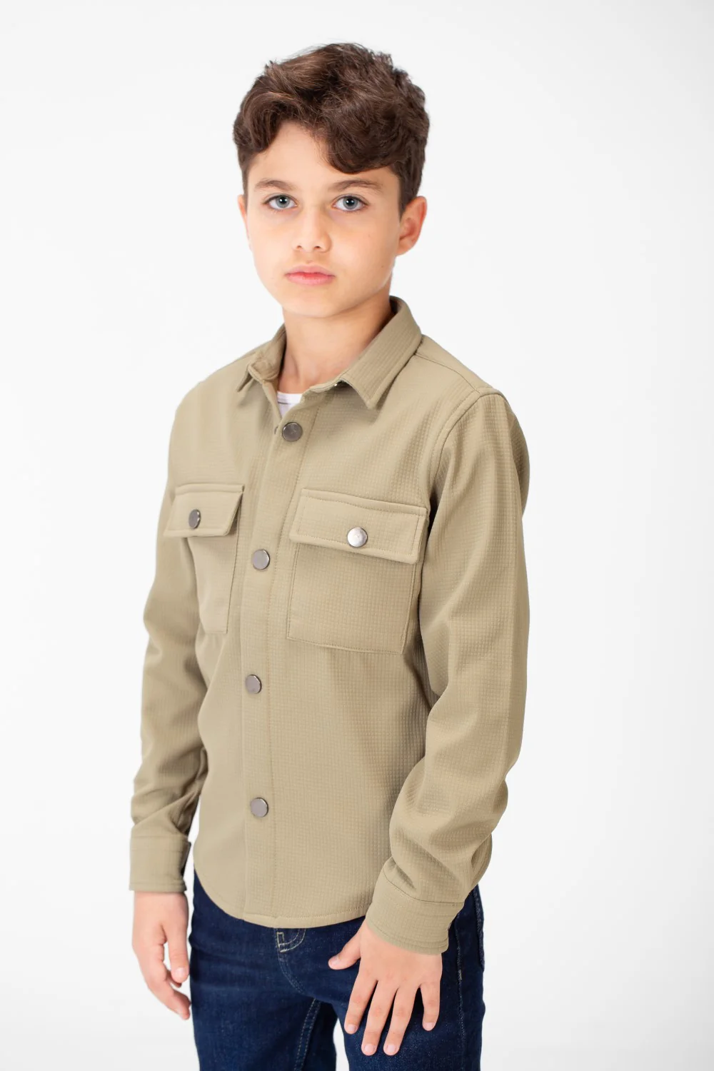 Boy's Fur Padded Shirt With Front Pockets And Long Sleeves - Image 15