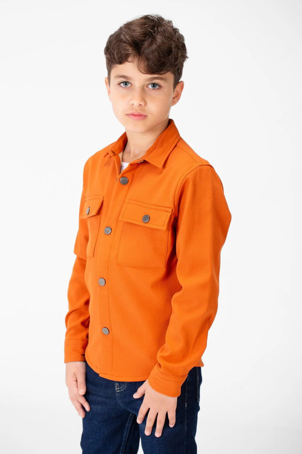 Boy's Fur Padded Shirt With Front Pockets And Long Sleeves - Image 19