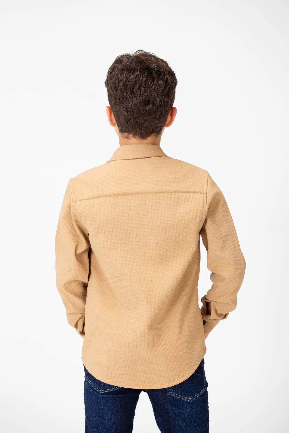 Boy's Fur Padded Shirt With Front Pockets And Long Sleeves - Image 2