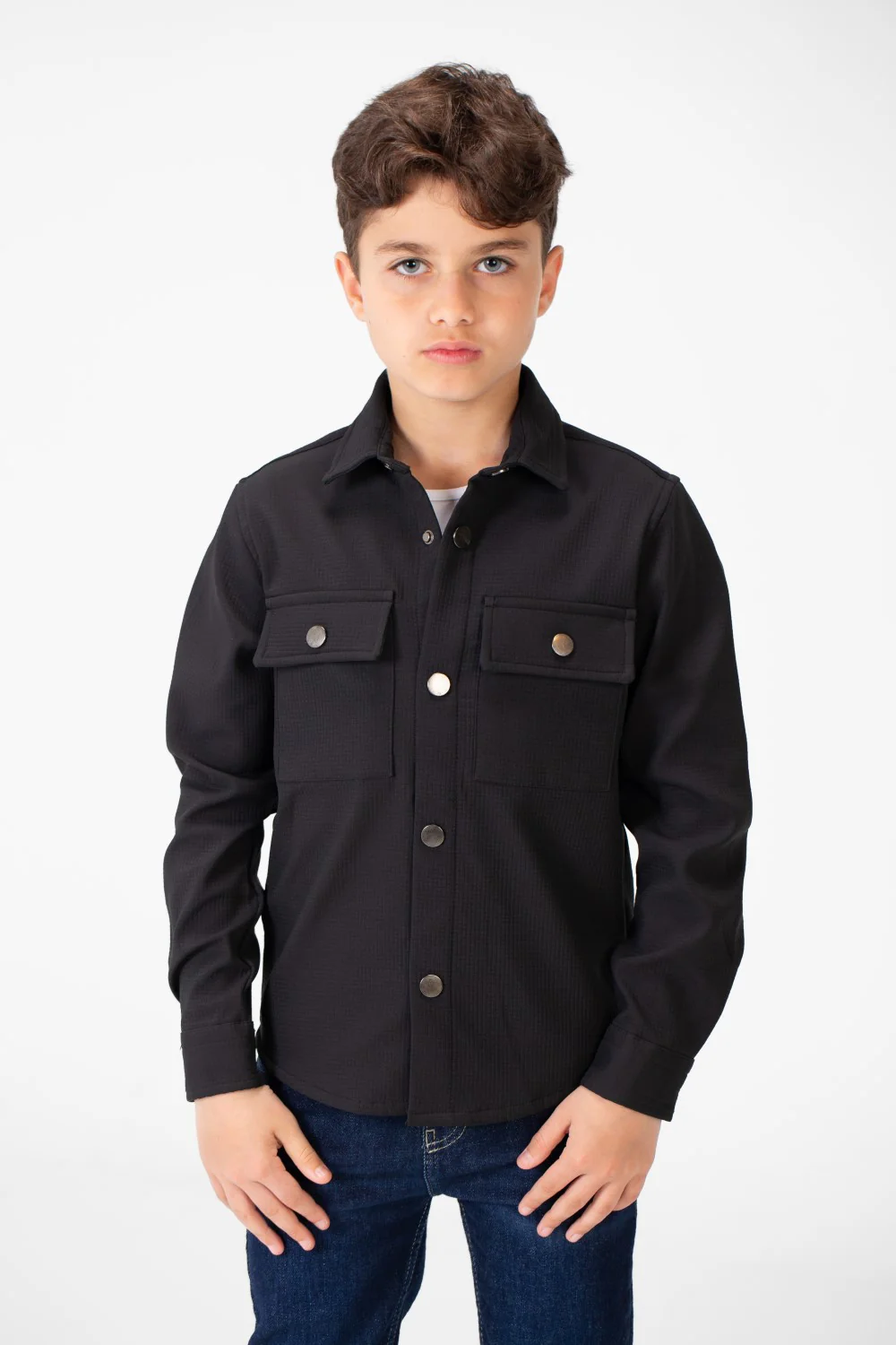 Boy's Fur Padded Shirt With Front Pockets And Long Sleeves - Image 5