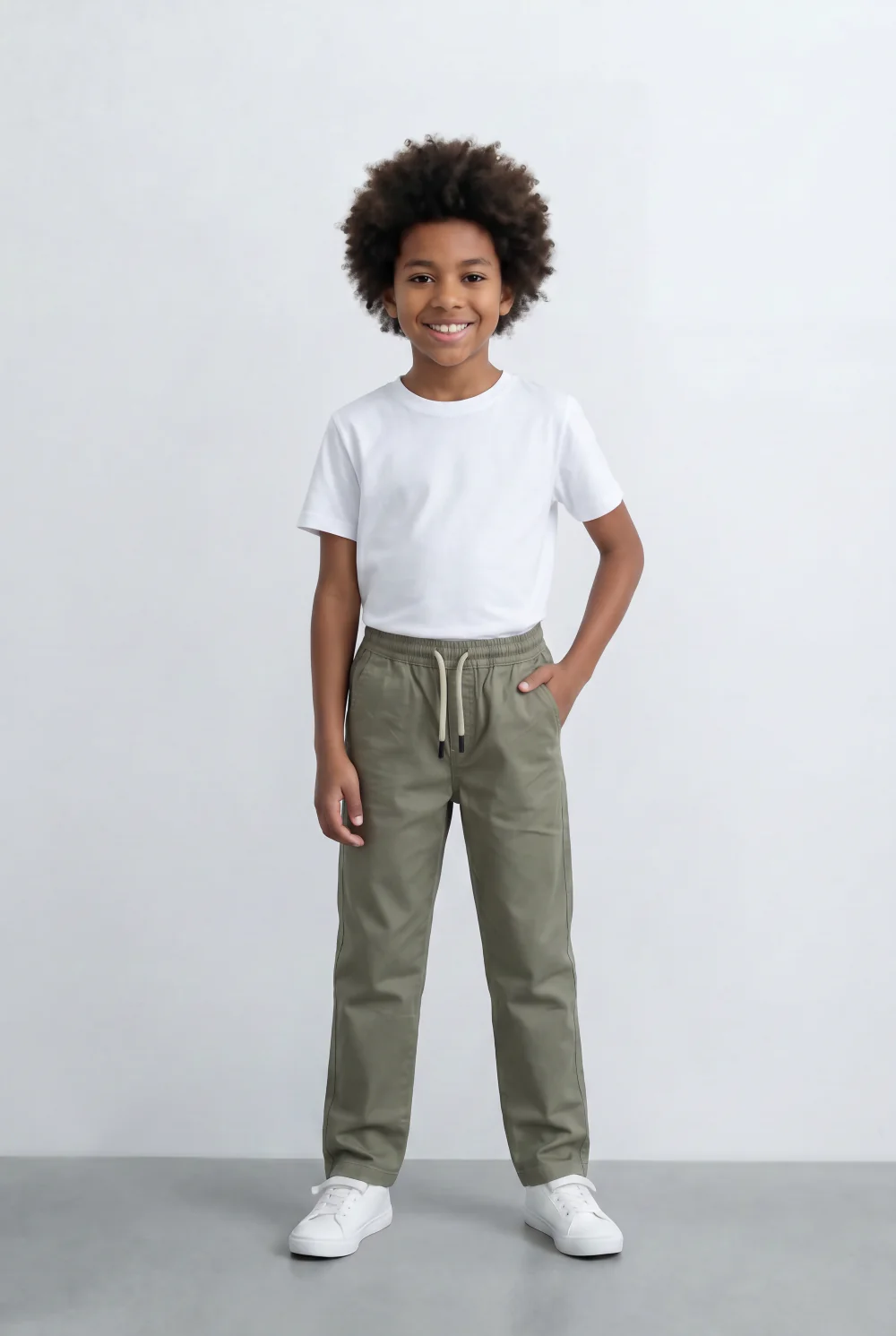 Boy's Gabardine Sherwal Cargo Pants Elastic Drawstring Waist Casual Smart Style Tomato Store - Image 17
