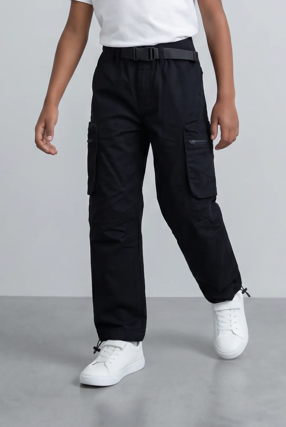 Boy's Gabardine Sherwal Pants Multi-Pocket Design & Buckle Belt Casual Everyday Wear Tomato Store