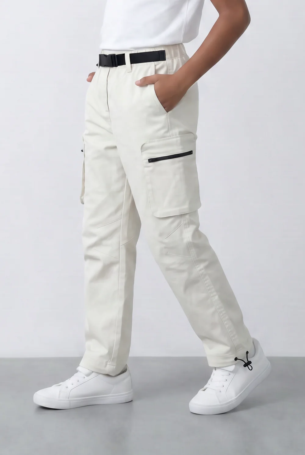 Boy's Gabardine Sherwal Pants Multi-Pocket Design & Buckle Belt Casual Everyday Wear Tomato Store - Image 12