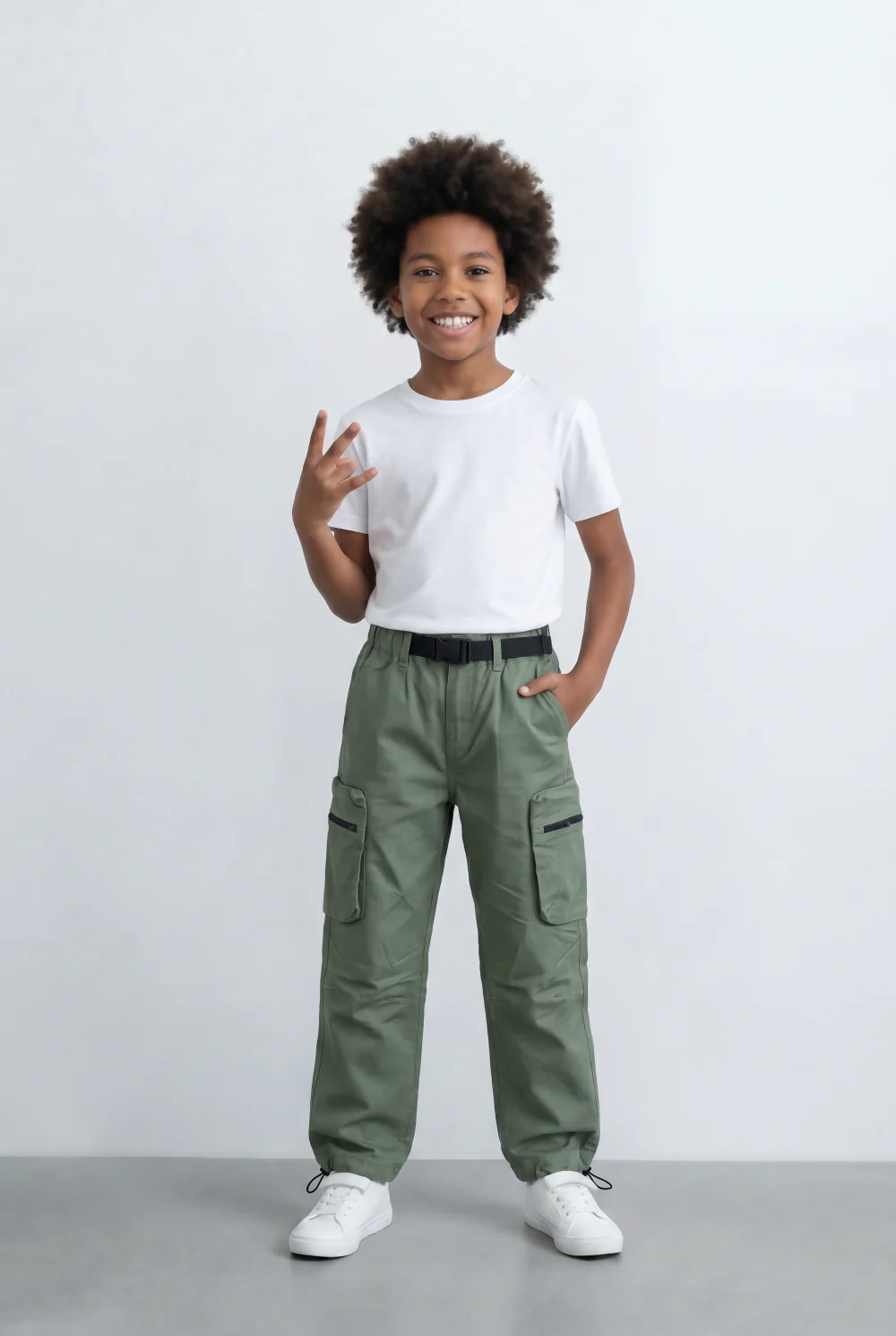 Boy's Gabardine Sherwal Pants Multi-Pocket Design & Buckle Belt Casual Everyday Wear Tomato Store - Image 19