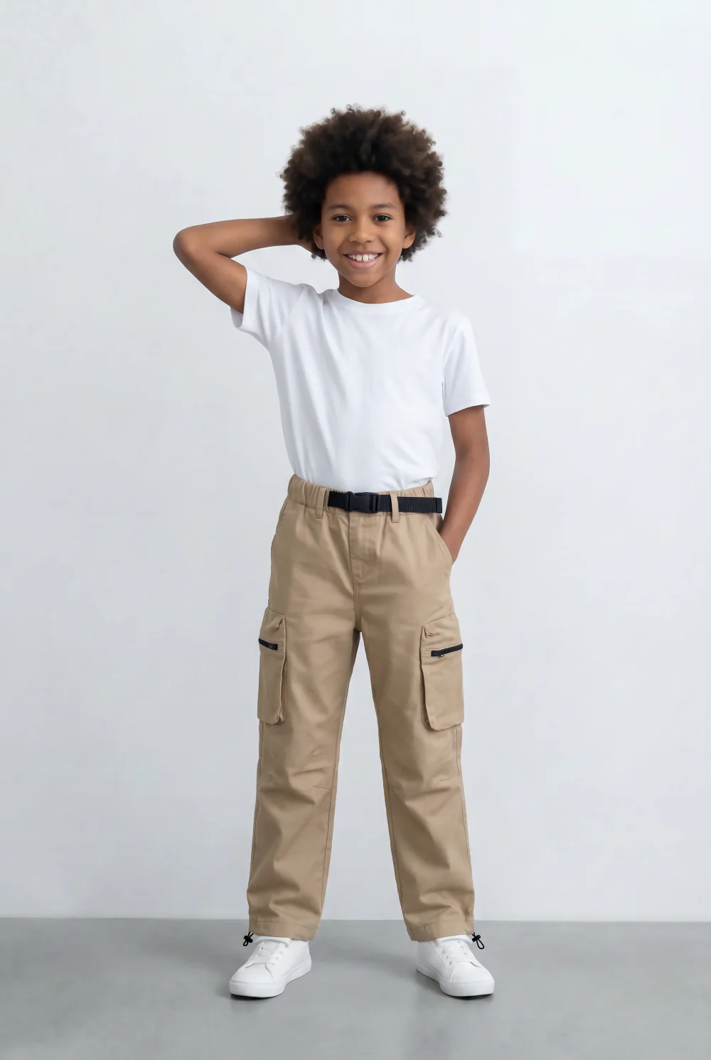 Boy's Gabardine Sherwal Pants Multi-Pocket Design & Buckle Belt Casual Everyday Wear Tomato Store - Image 6