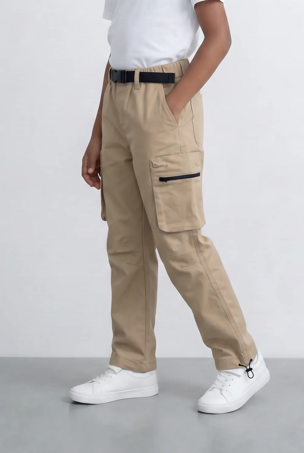 Boy's Gabardine Sherwal Pants Multi-Pocket Design & Buckle Belt Casual Everyday Wear Tomato Store - Image 8