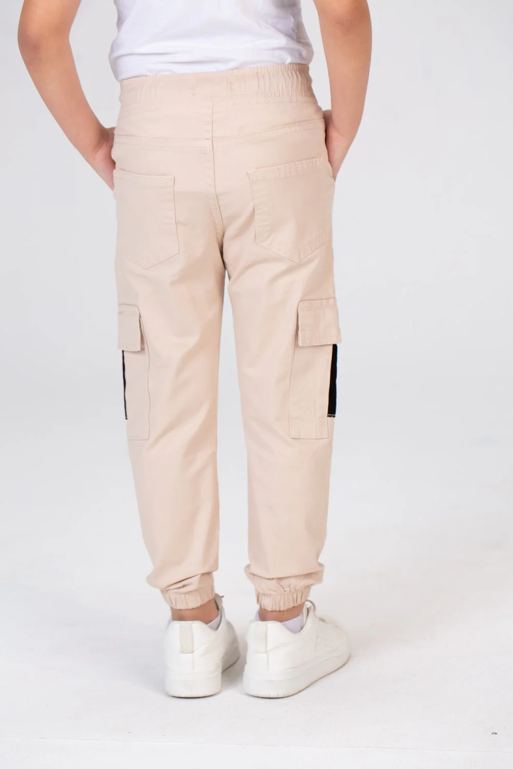 Boys Gabardine Sherwal Pants With Elastic Waist And Side Pockets - Image 2