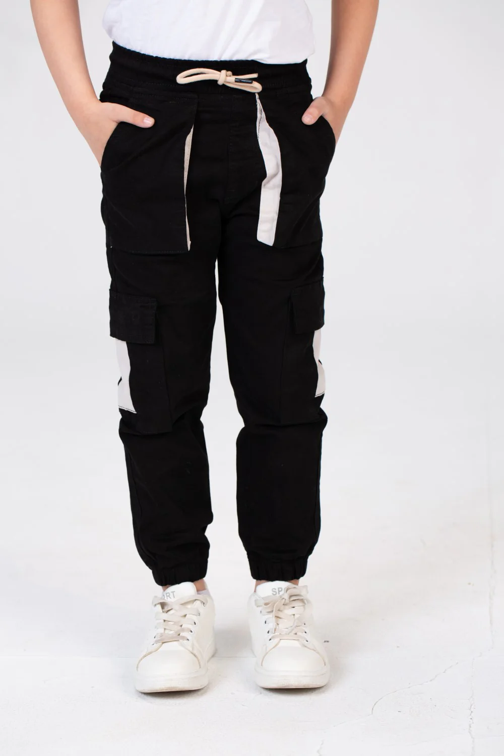 Boys Gabardine Sherwal Pants With Elastic Waist And Side Pockets - Image 4