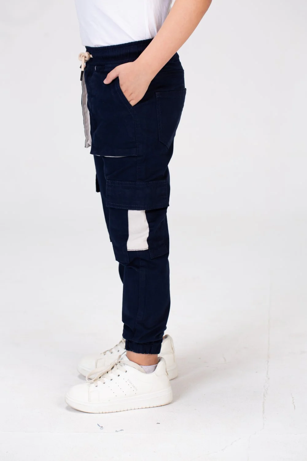 Boys Gabardine Sherwal Pants With Elastic Waist And Side Pockets - Image 9