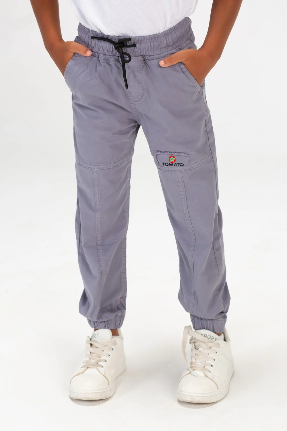Boys Gabardine Sherwal Trousers With Elastic Waistband And Tomato Print On The Front - Image 10