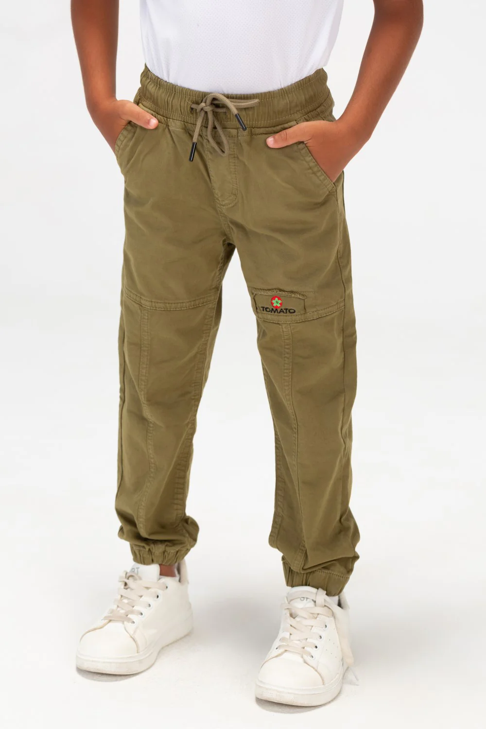 Boys Gabardine Sherwal Trousers With Elastic Waistband And Tomato Print On The Front - Image 18