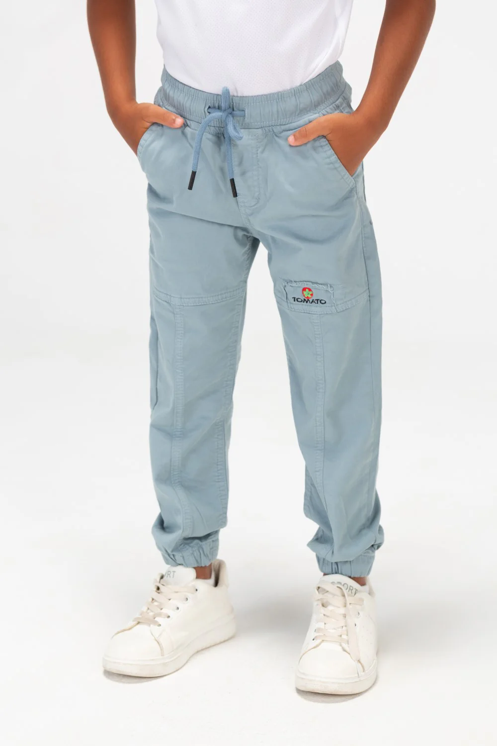Boys Gabardine Sherwal Trousers With Elastic Waistband And Tomato Print On The Front - Image 21