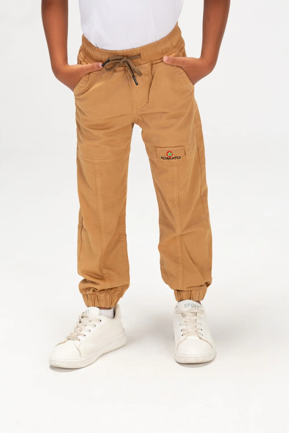 Boys Gabardine Sherwal Trousers With Elastic Waistband And Tomato Print On The Front - Image 9
