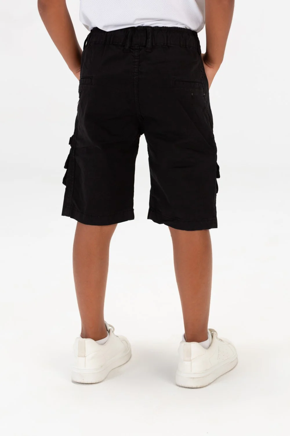 Boys Gabardine Shorts With An Elasticated Waistband And Zippered Side Pockets - Image 2