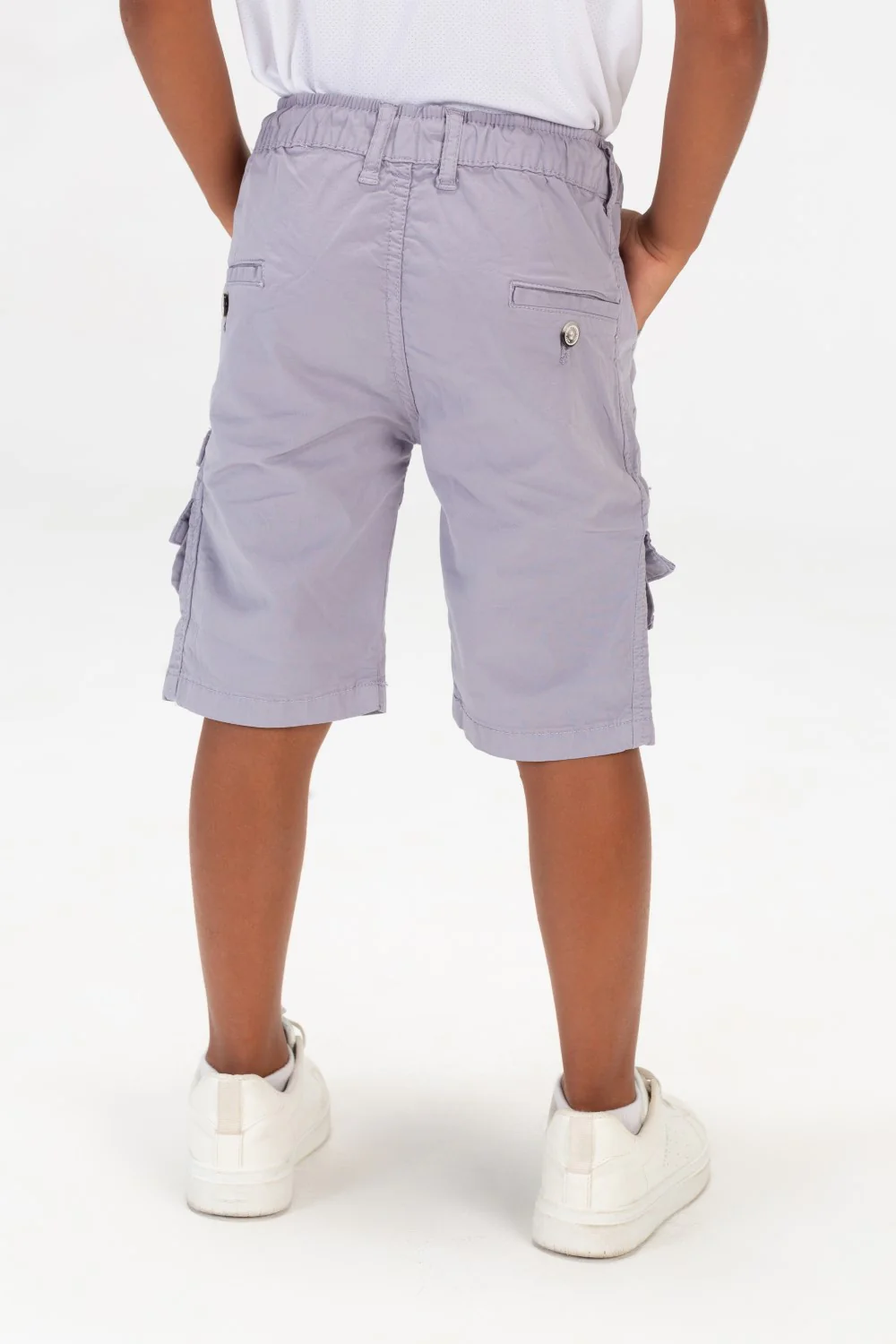 Boys Gabardine Shorts With An Elasticated Waistband And Zippered Side Pockets - Image 5