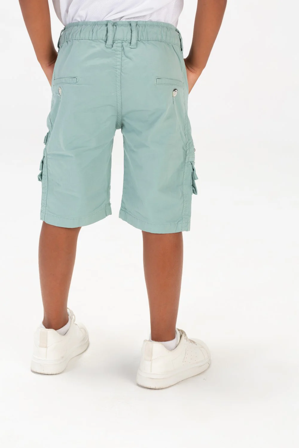 Boys Gabardine Shorts With An Elasticated Waistband And Zippered Side Pockets - Image 8