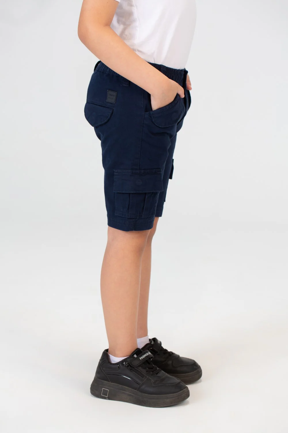 Boys Gabardine Shorts With Basic Details And A Tomato Patch On The Back - Image 12