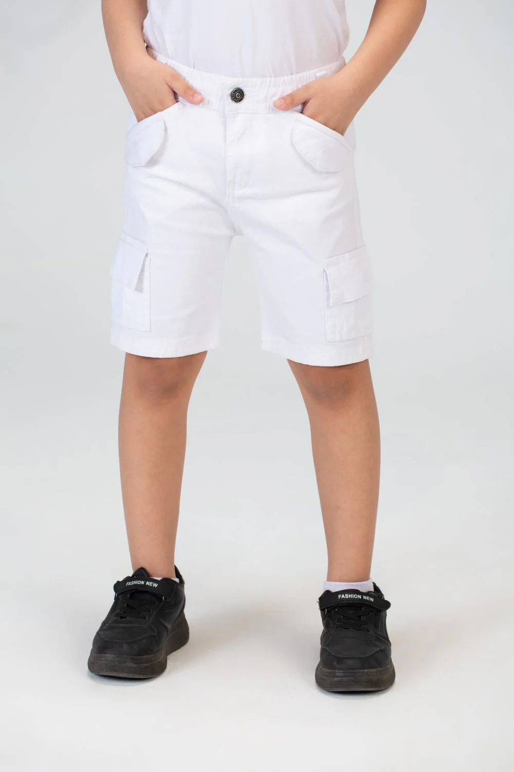 Boys Gabardine Shorts With Basic Details And A Tomato Patch On The Back - Image 16