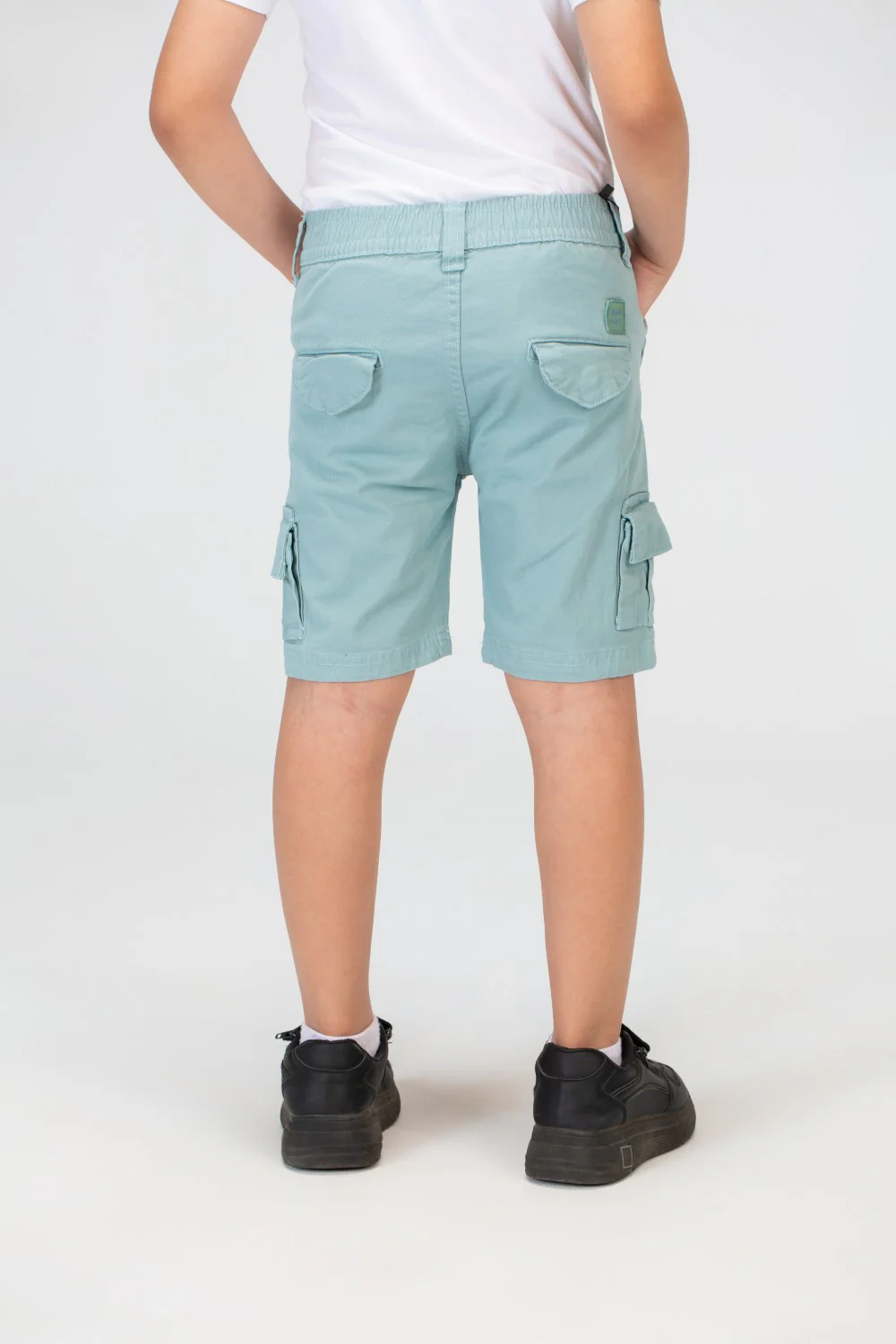 Boys Gabardine Shorts With Basic Details And A Tomato Patch On The Back - Image 8