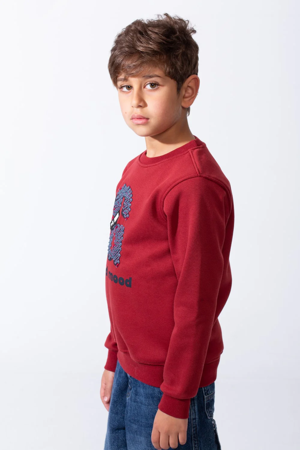 Boy's Good Mood Front Print Crew Neck Slim Fit Sweatshirt - Image 12