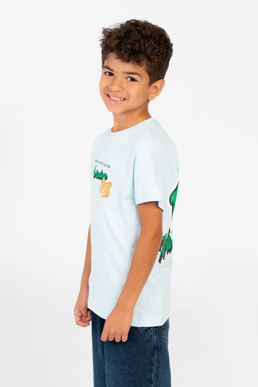 Boy's Graphic Print Crew Neck Half Sleeve T-Shirt-1 - Image 3