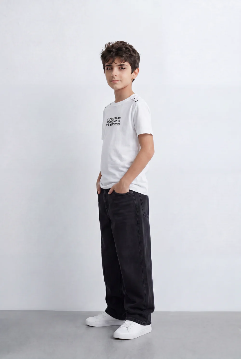 Boy's Tomato Store Graphic T-Shirt Numeric Inspired Front Print Detailed Shoulder Stitching - Image 12