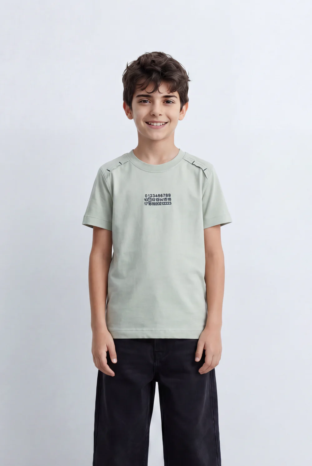 Boy's Tomato Store Graphic T-Shirt Numeric Inspired Front Print Detailed Shoulder Stitching - Image 5