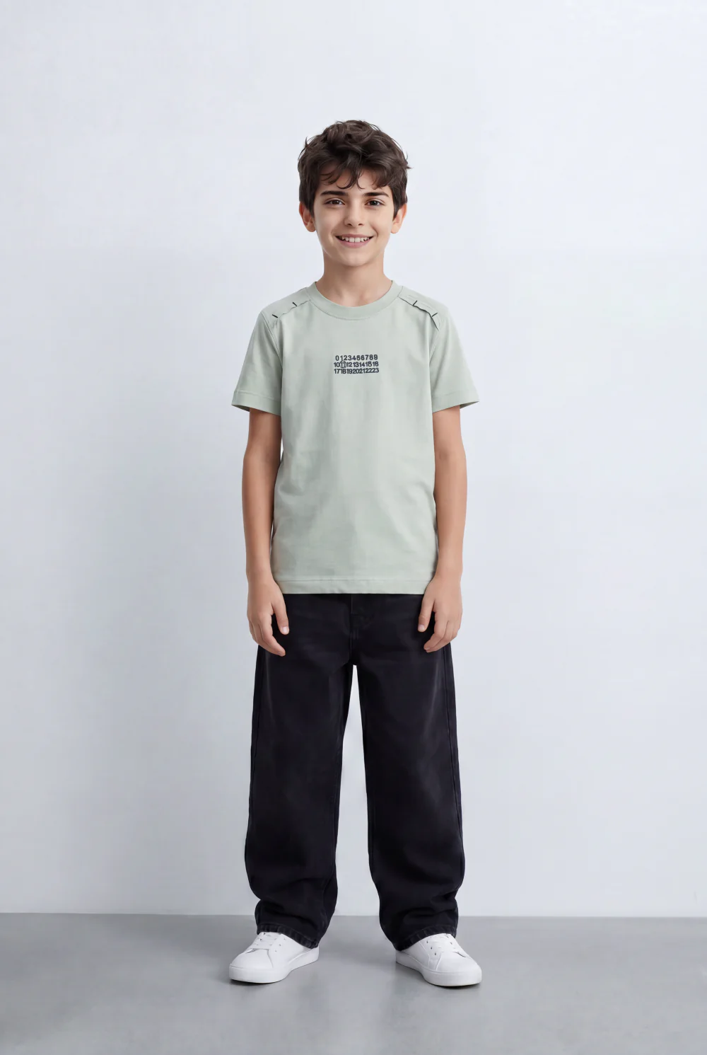 Boy's Tomato Store Graphic T-Shirt Numeric Inspired Front Print Detailed Shoulder Stitching - Image 7