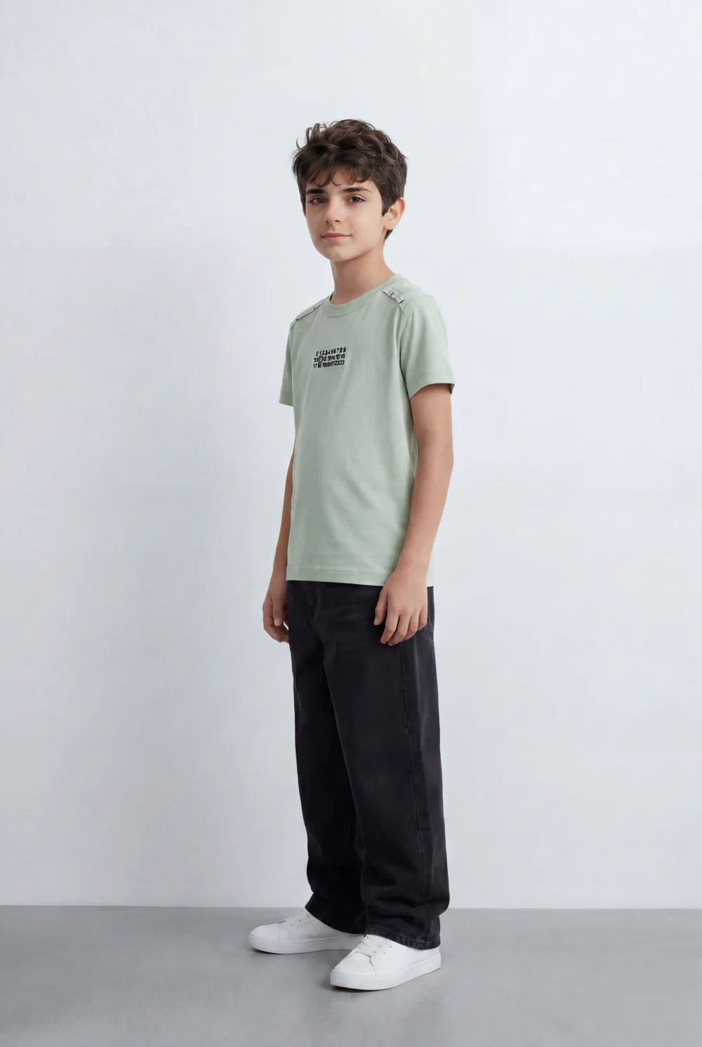 Boy's Tomato Store Graphic T-Shirt Numeric Inspired Front Print Detailed Shoulder Stitching - Image 8
