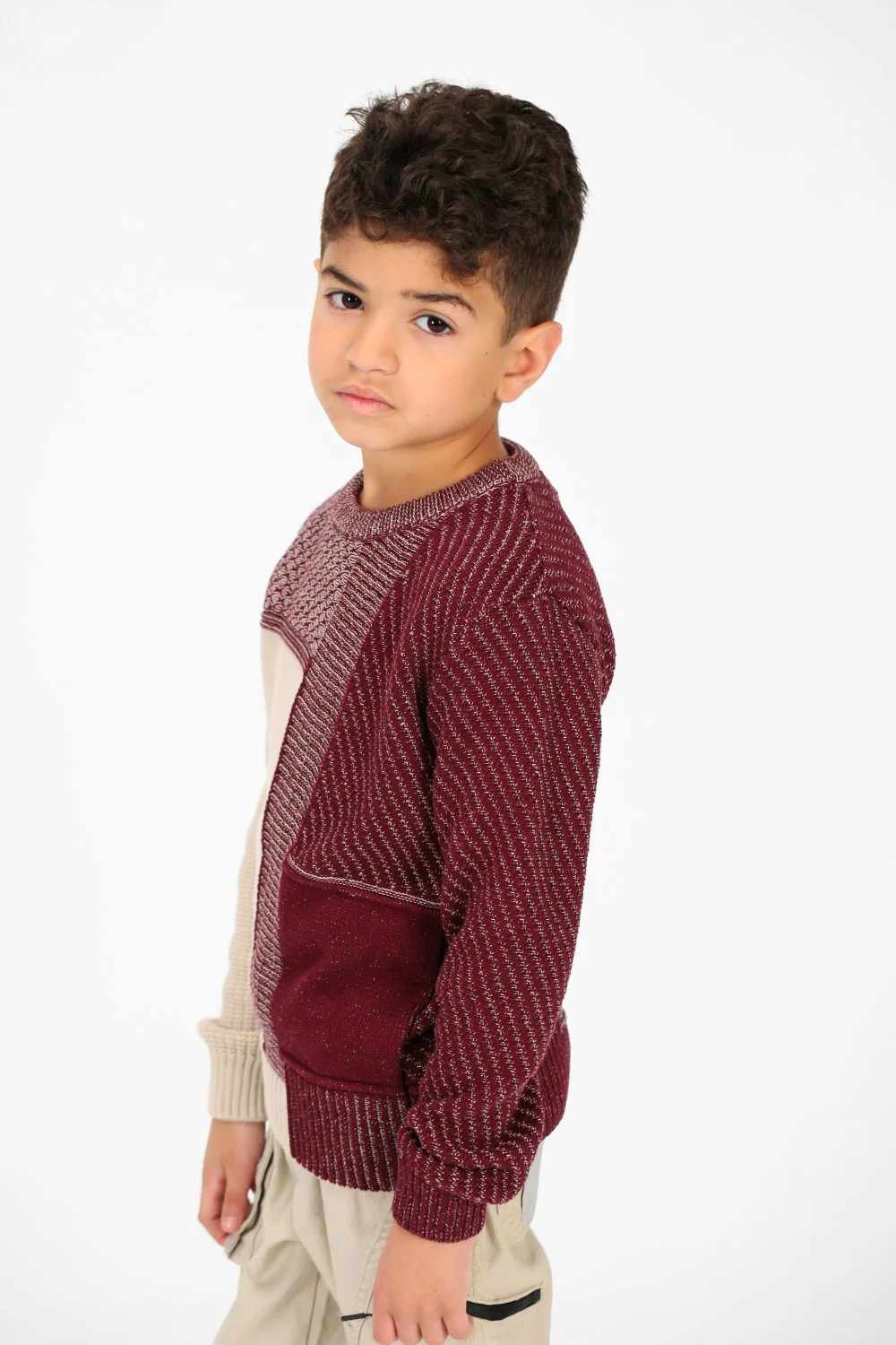 Boy's Half & Half Cotton Knitted Long Sleeves Sweater Pullover - Image 11