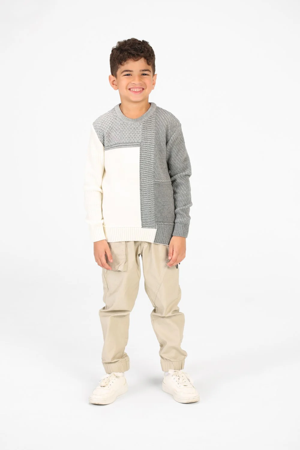 Boy's Half & Half Cotton Knitted Long Sleeves Sweater Pullover - Image 4