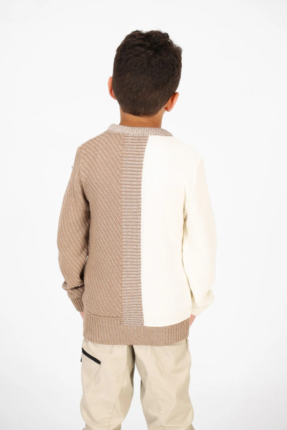 Boy's Half & Half Cotton Knitted Long Sleeves Sweater Pullover - Image 6