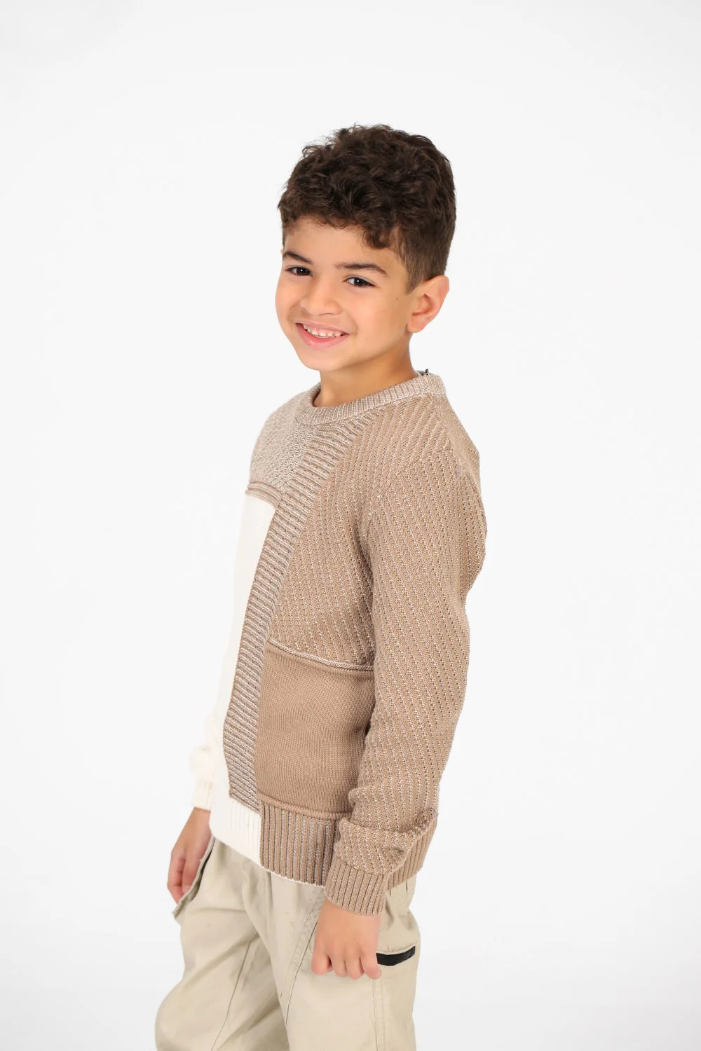 Boy's Half & Half Cotton Knitted Long Sleeves Sweater Pullover - Image 7